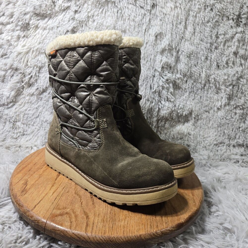 Rocket Dog Blast Off Wrinkle Nylon Boots Womens 10M Green Outdoor Biker Booties